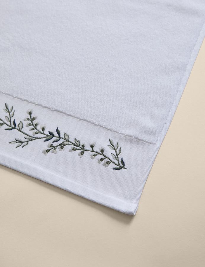 Pure Cotton Embroidered Floral Bath Towel
