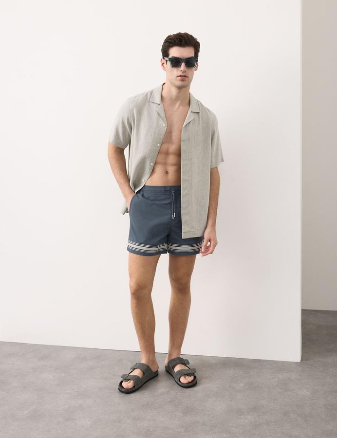 Border Embroidered Swim Shorts