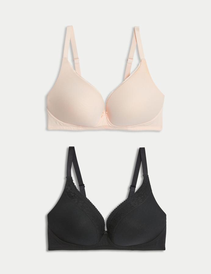 2Pk Cotton Plunge Lounge Bra