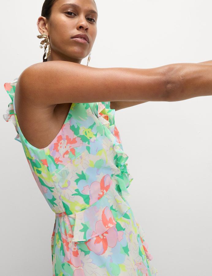Floral Ruffle Maxi Wrap Dress
