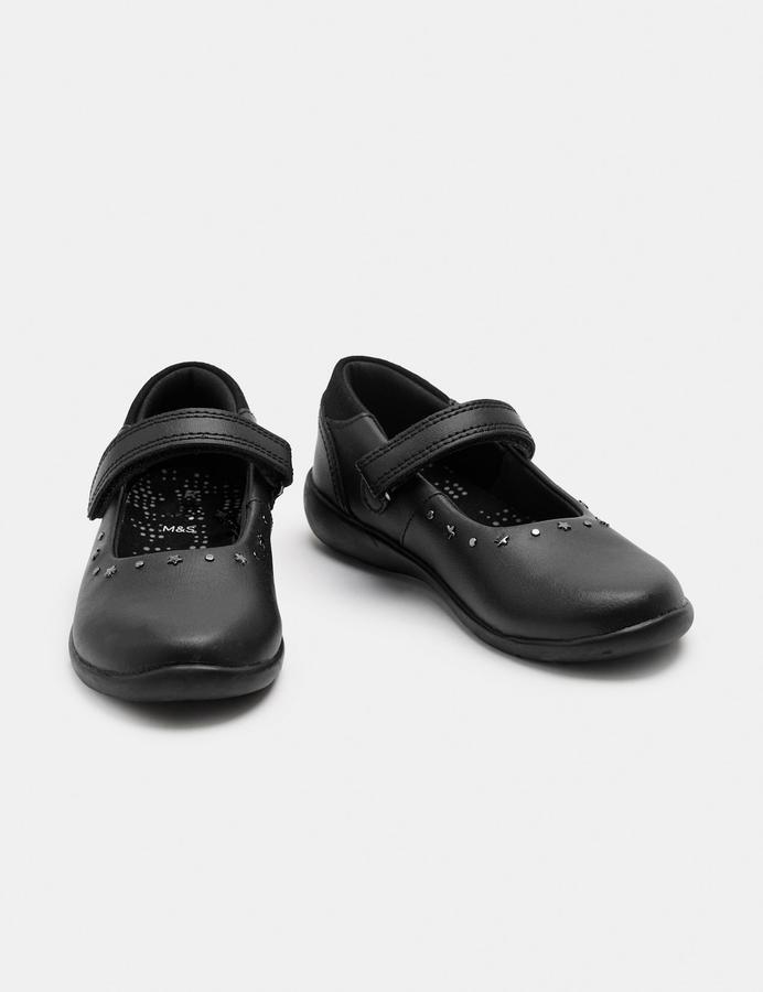 Kids' Leather Studded Riptape School Shoes (8 Small-2 Large)