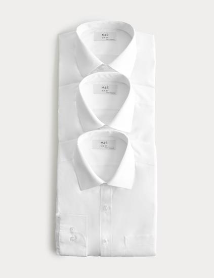3 Pack Slim Fit Easy Iron Long Sleeve Shirts