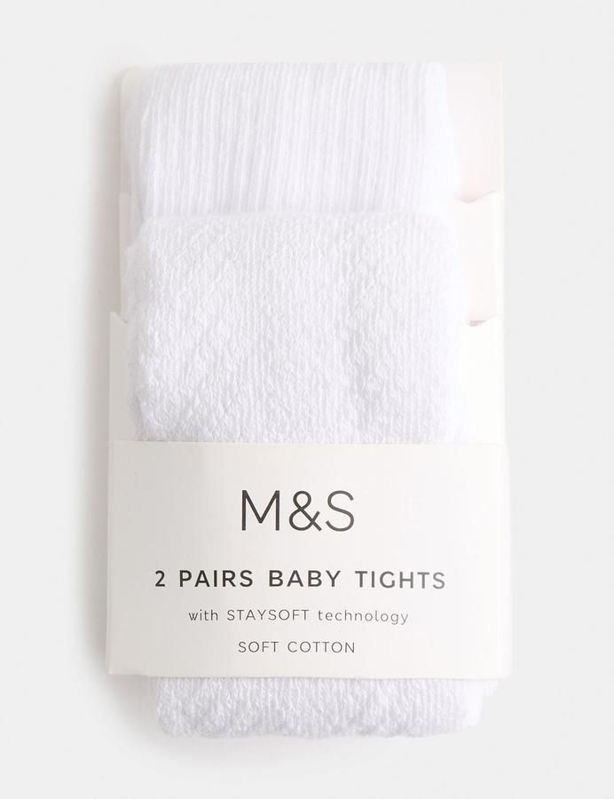 2 Pack Cotton Rich Ribbed Pelerine Tights (0-2 Yrs)