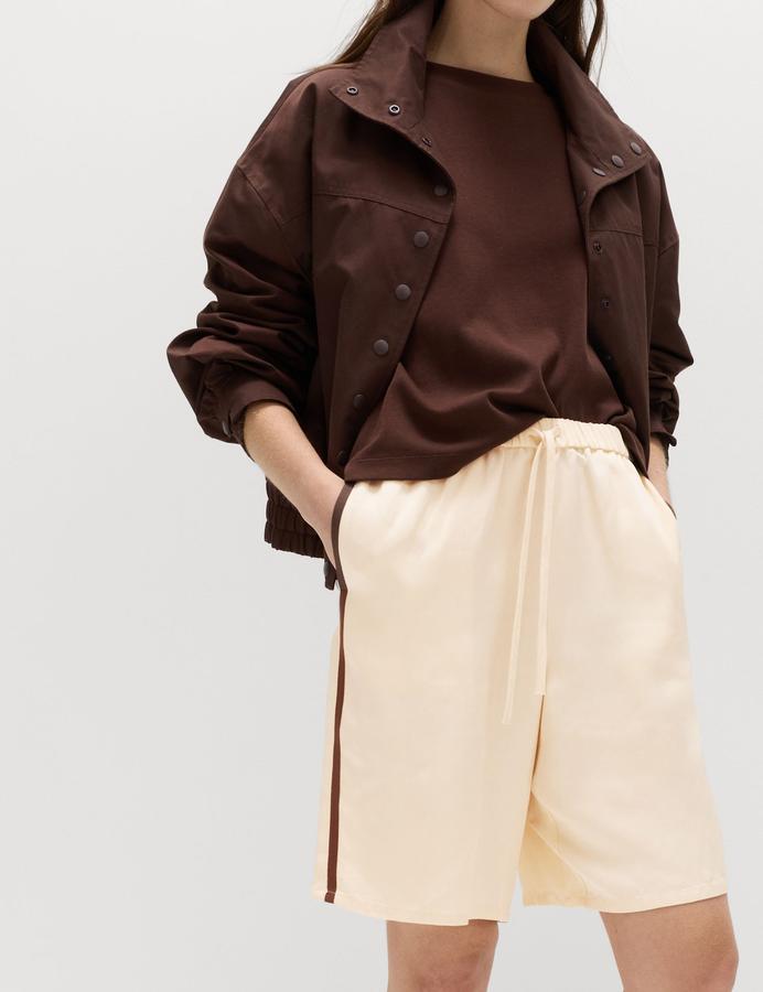 Side Stripe Longline Shorts with Linen