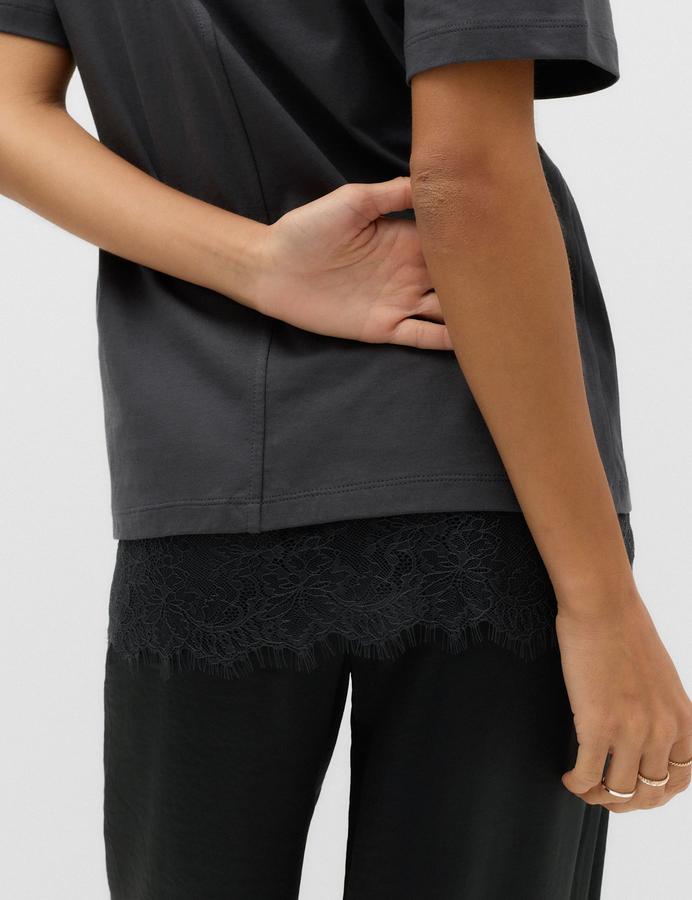 Pure Cotton Lace Hem T-Shirt