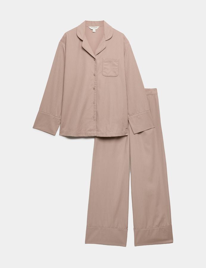 Pure Cotton Striped Revere Pyjama Set