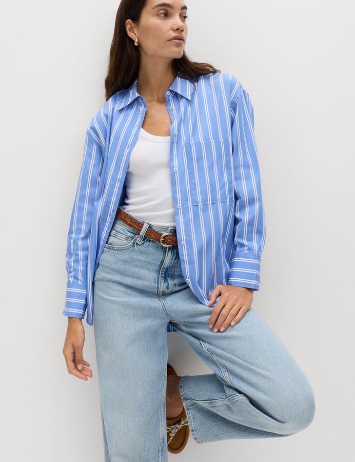 Pure Cotton Striped Girlfriend Shirt