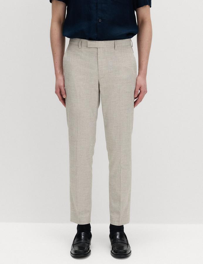 Relaxed Fit Textured Pleat Front Trousers