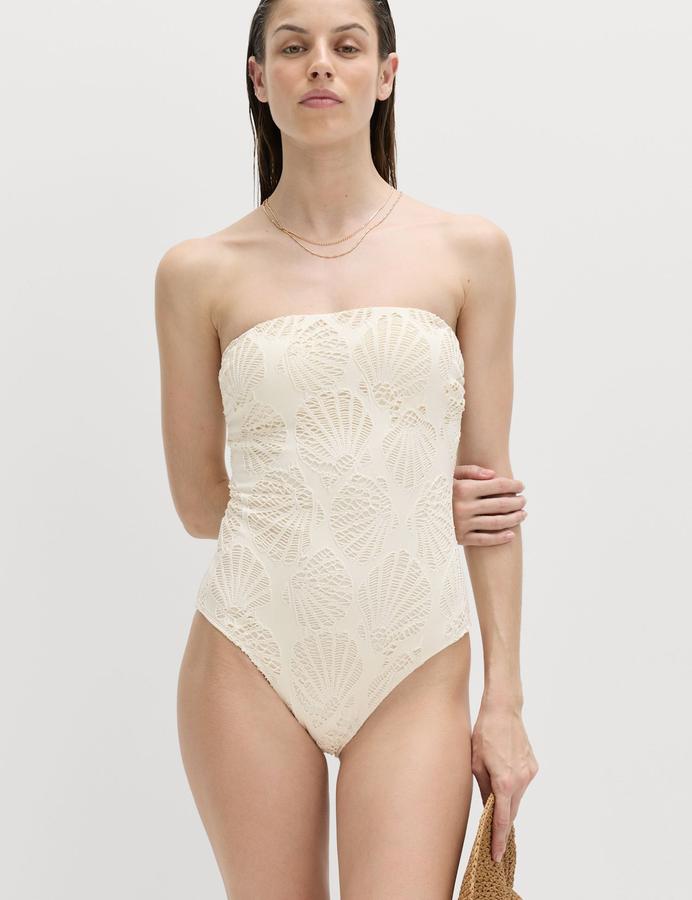 Textured Shell Bandeau Swimsuit