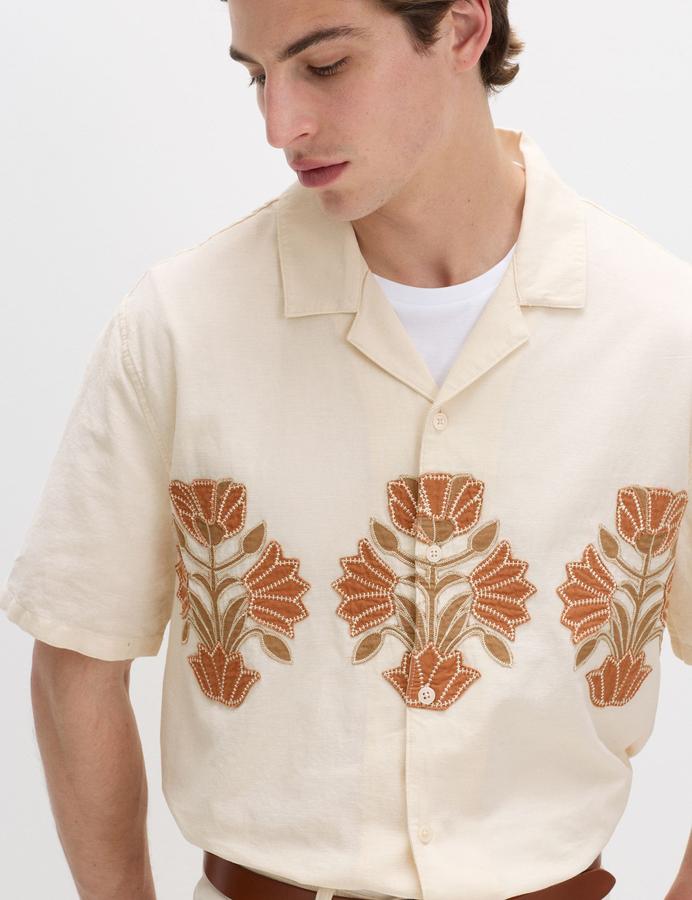 Cotton Rich Embroidered Short Sleeve Shirt