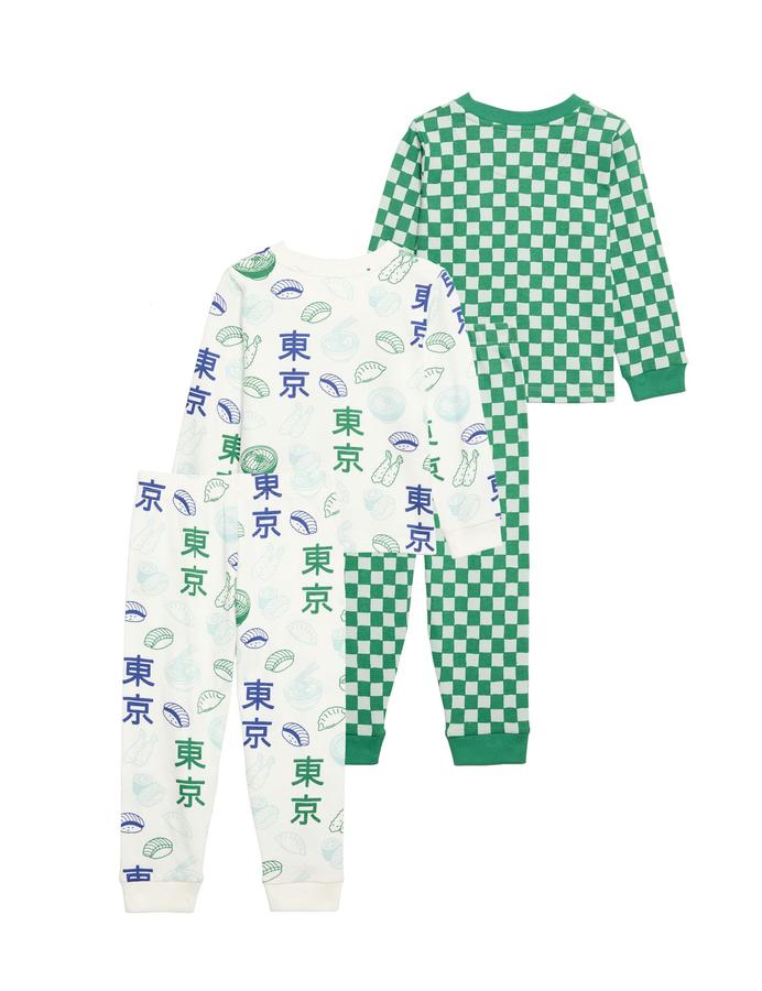 Kids' 2 Pack Waffle Graphic Pyjama Sets (1-8 Yrs)