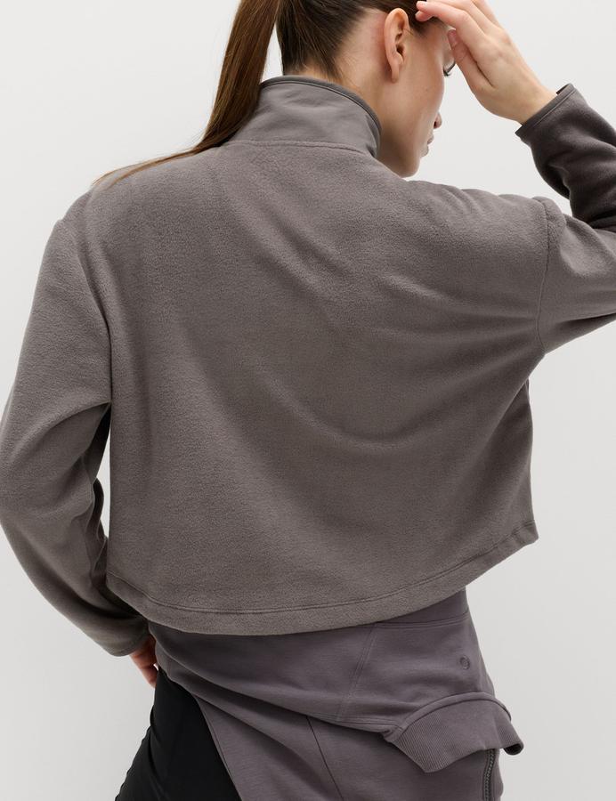 Funnel Neck Half Zip Relaxed Cropped Fleece