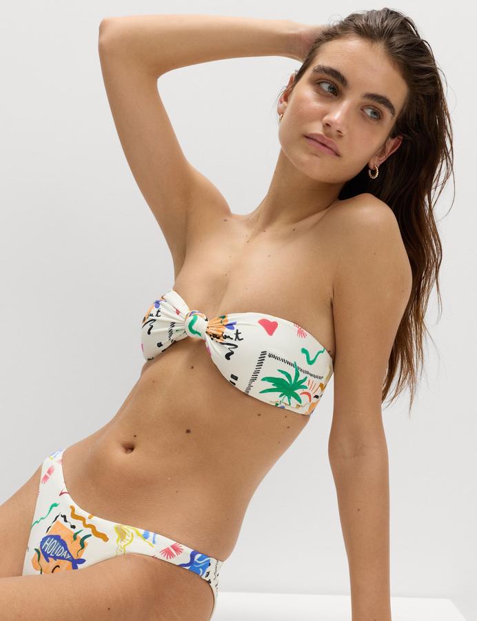 Printed Padded Bandeau Bikini Top