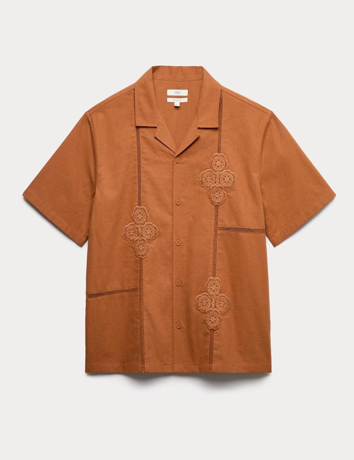 Relaxed Fit Cotton Rich Embroidered Short Sleeve Shirt