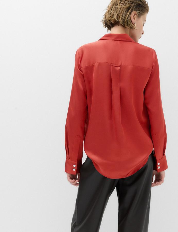 Satin Collared Button Through Shirt