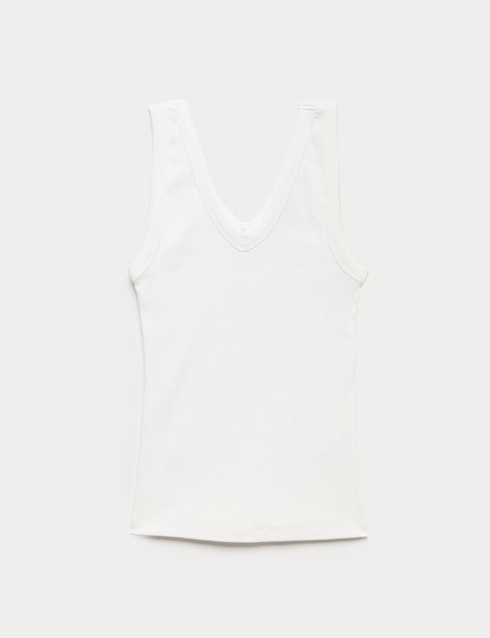 Cotton Rich Ribbed V-Neck Vest