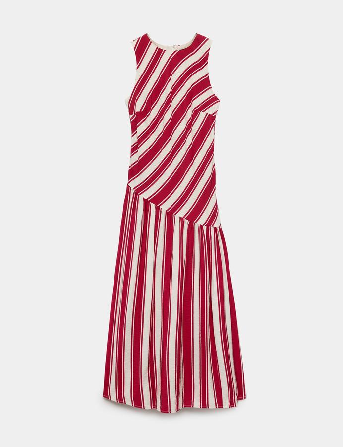 Striped Midaxi Drop Waist Dress