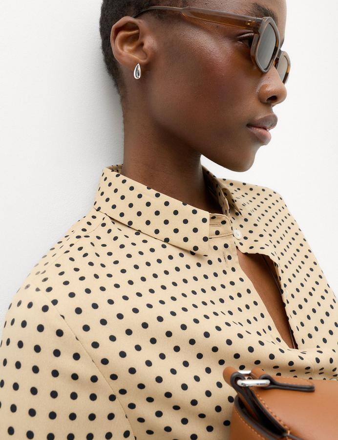 Polka Dot Collared Button Through Shirt
