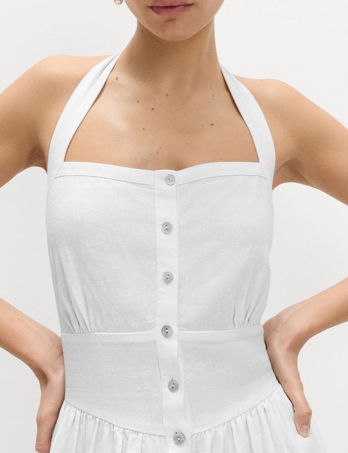 Linen Rich Halter Neck Maxi Beach Dress