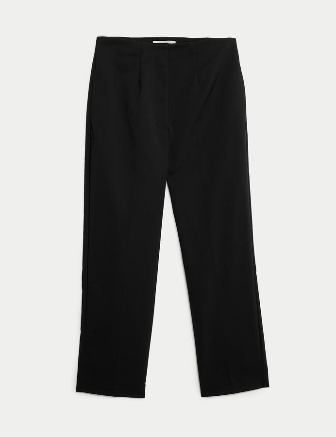 Cotton Blend Slim Fit Cropped Trousers