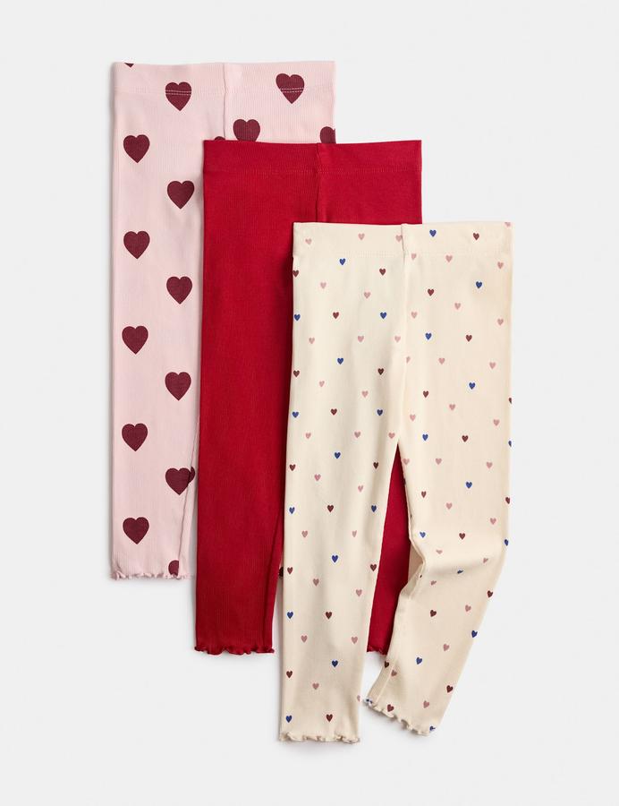 3 Pack Cotton Rich Heart Leggings (2-10 Yrs)