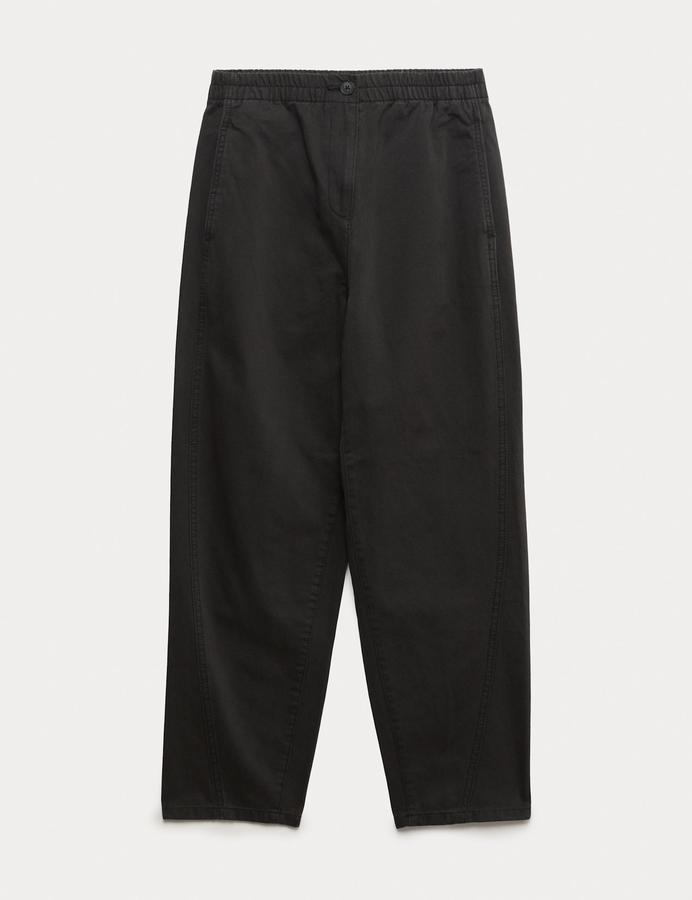 Pure Cotton Elasticated Waist Carrot Leg Trousers