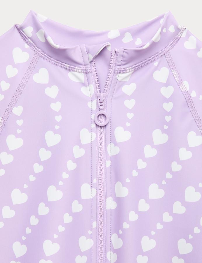 Heart Print Long Sleeve Swimsuit (6-16 Yrs)
