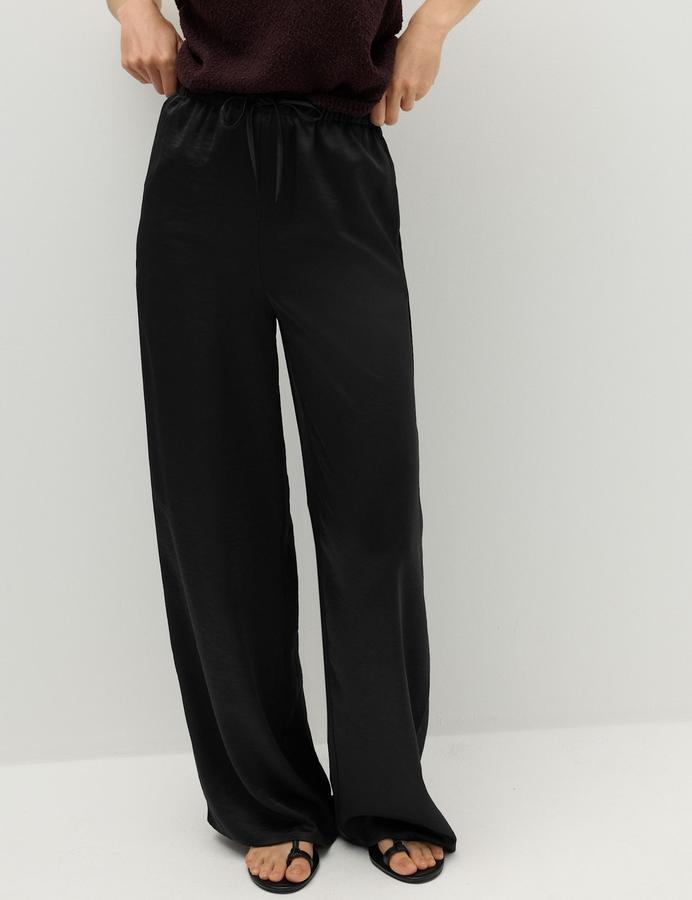 Satin Drawstring Wide Leg Trousers