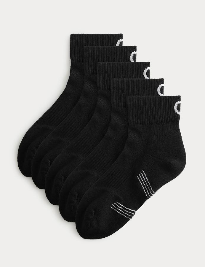 5 Pack Freshfeet Cushioned Cotton Rich Quarter Liner Sport Socks