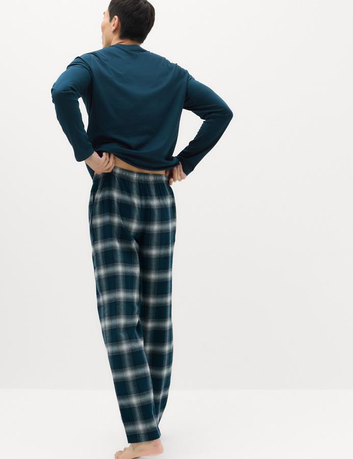 Pure Cotton Brushed Henley Checked Pyjama Set