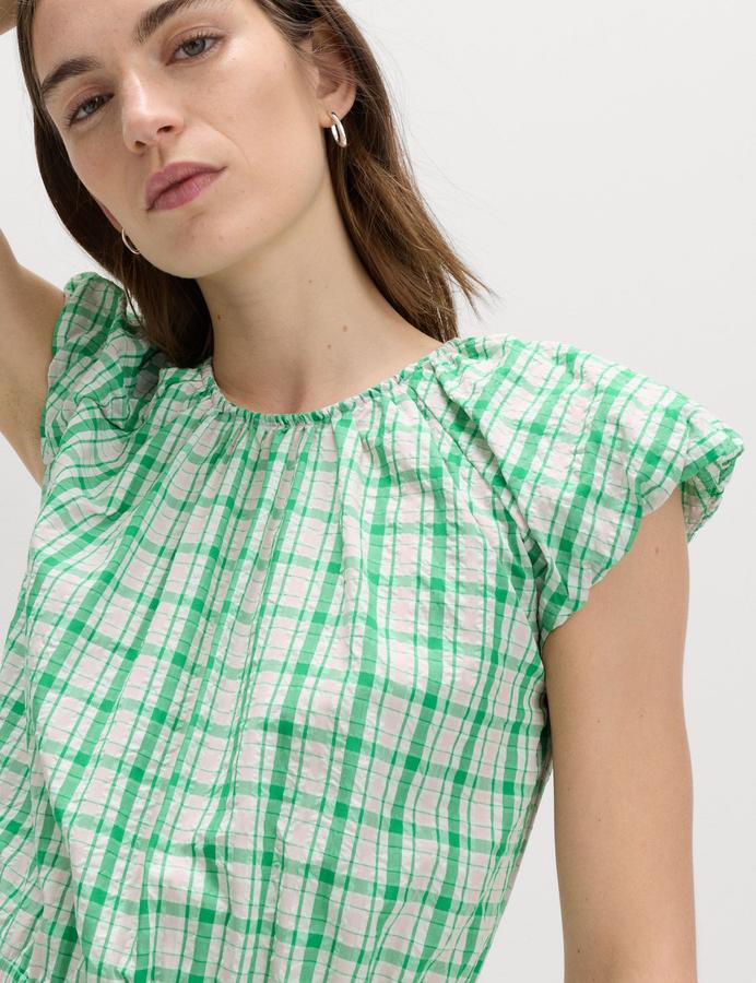 Gingham Puff Sleeve Midi Waisted Dress