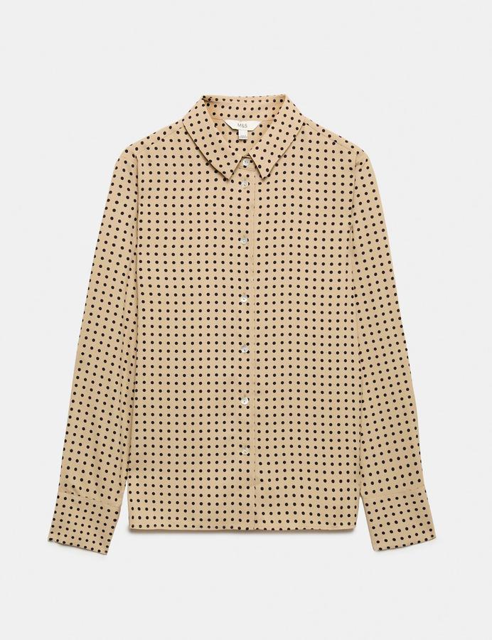 Polka Dot Collared Button Through Shirt