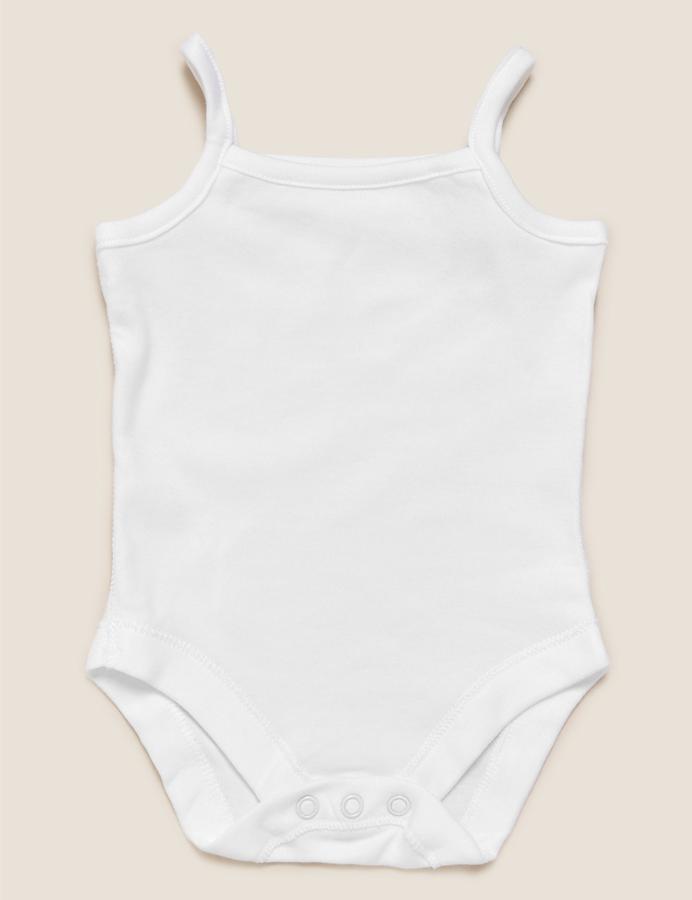 5 Pack Pure Cotton Strappy Bodysuits (6½lbs-3 Yrs)