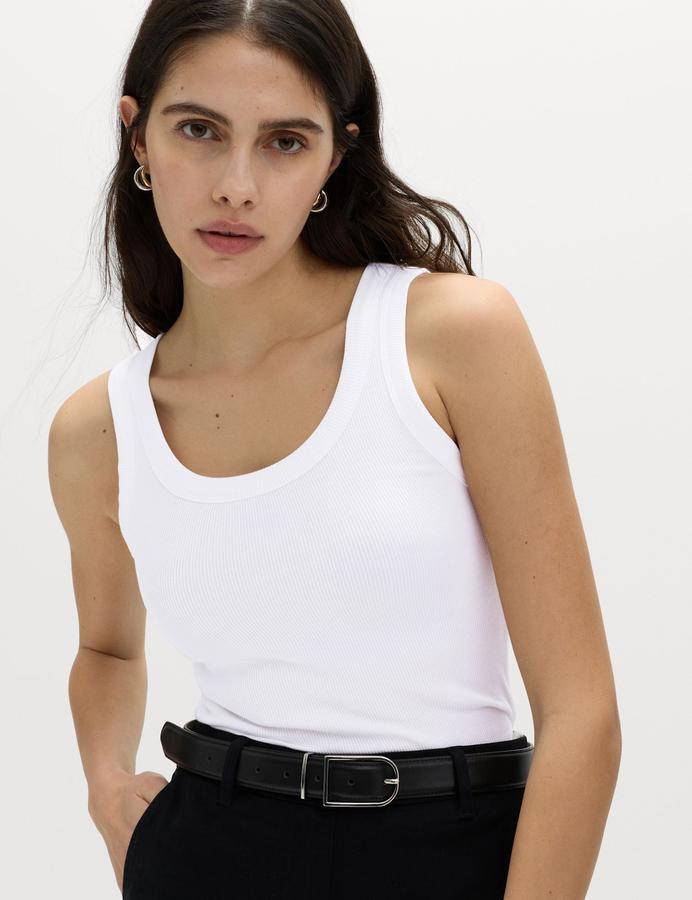 Cotton Rich Ribbed Slim Fit Vest Top