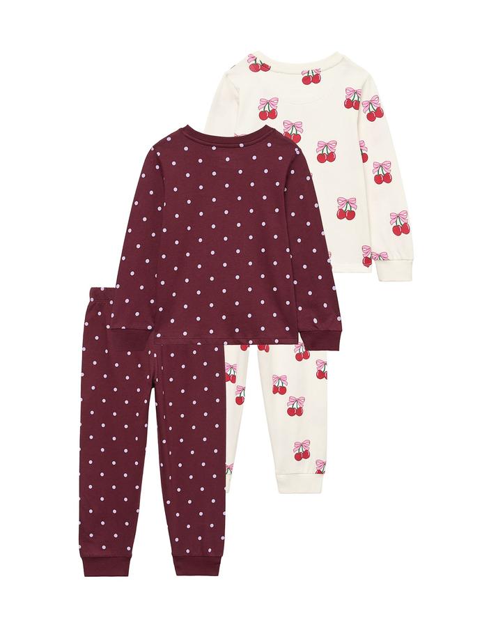 2 Pack Pure Cotton Cherry Pyjama Sets (0-8 Yrs)