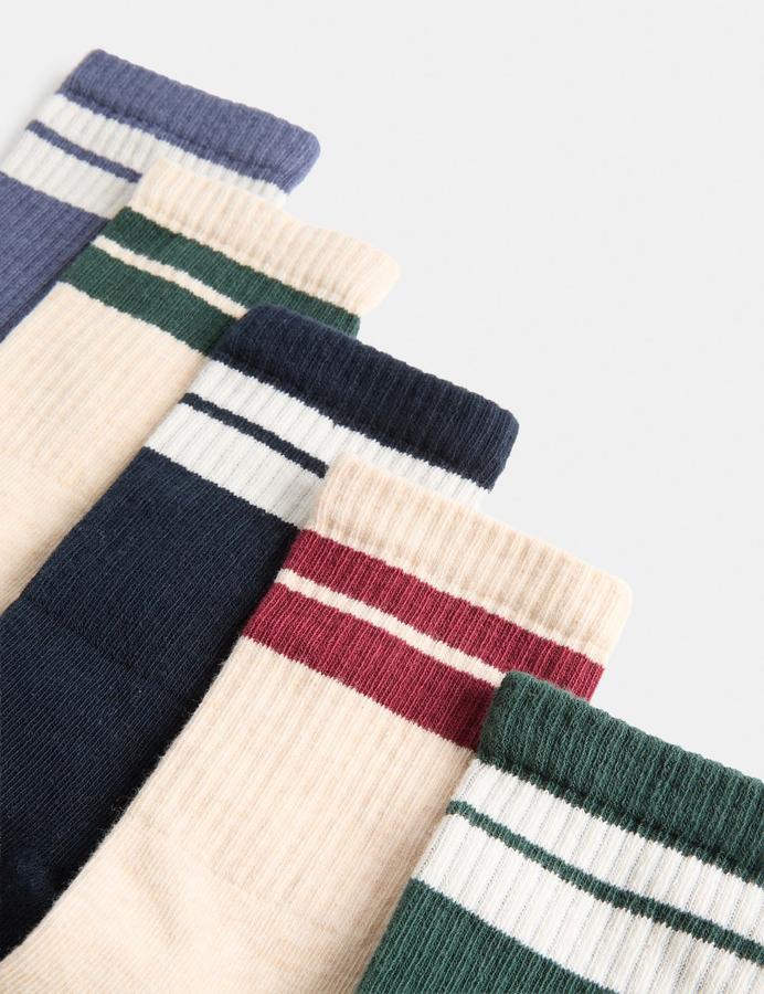 5 Pack Cotton Rich Sports Stripe Socks (6 Small - 7 Large)
