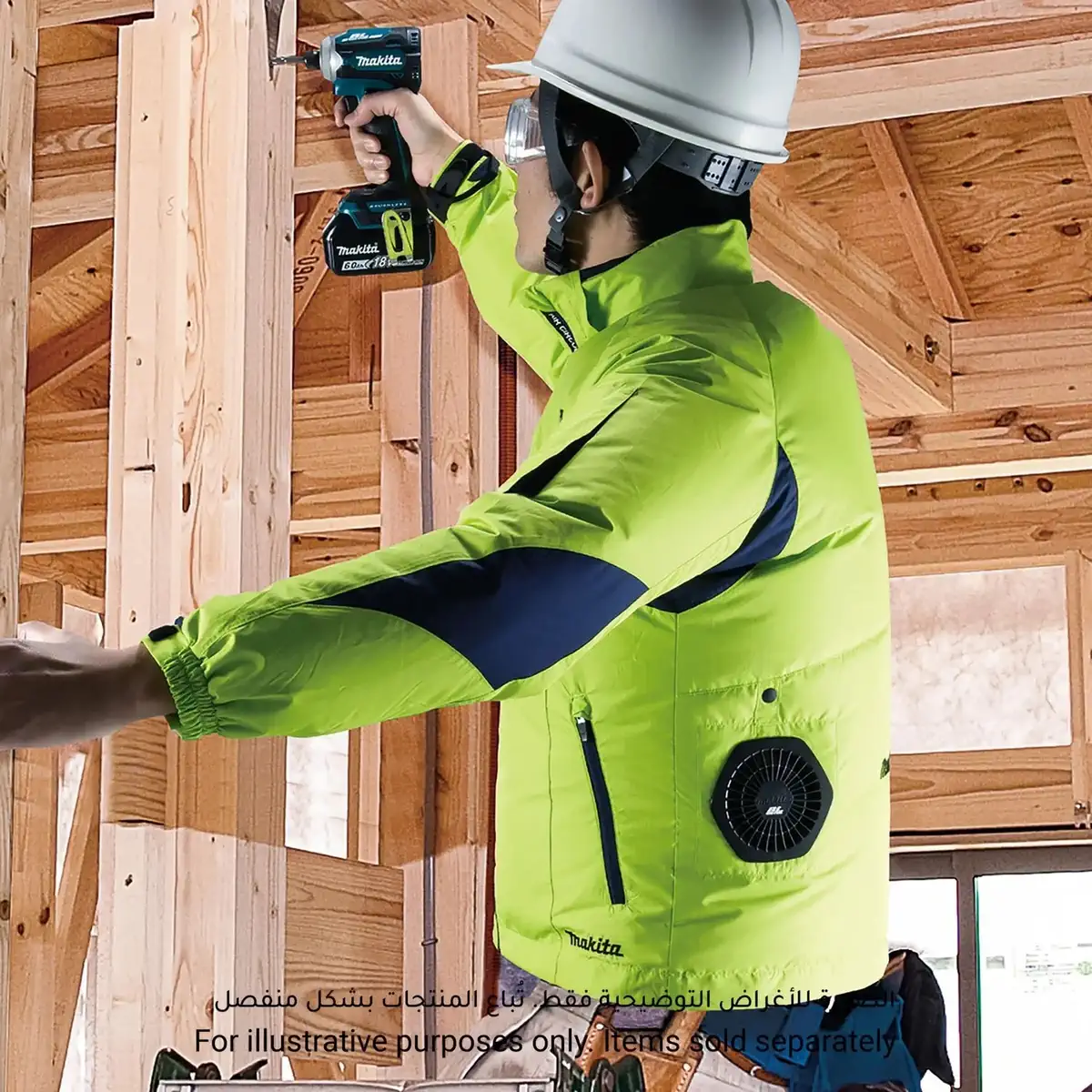 Makita Cordless Polyester Fan Jacket, DFJ212ZXL (18 V, Size XL)