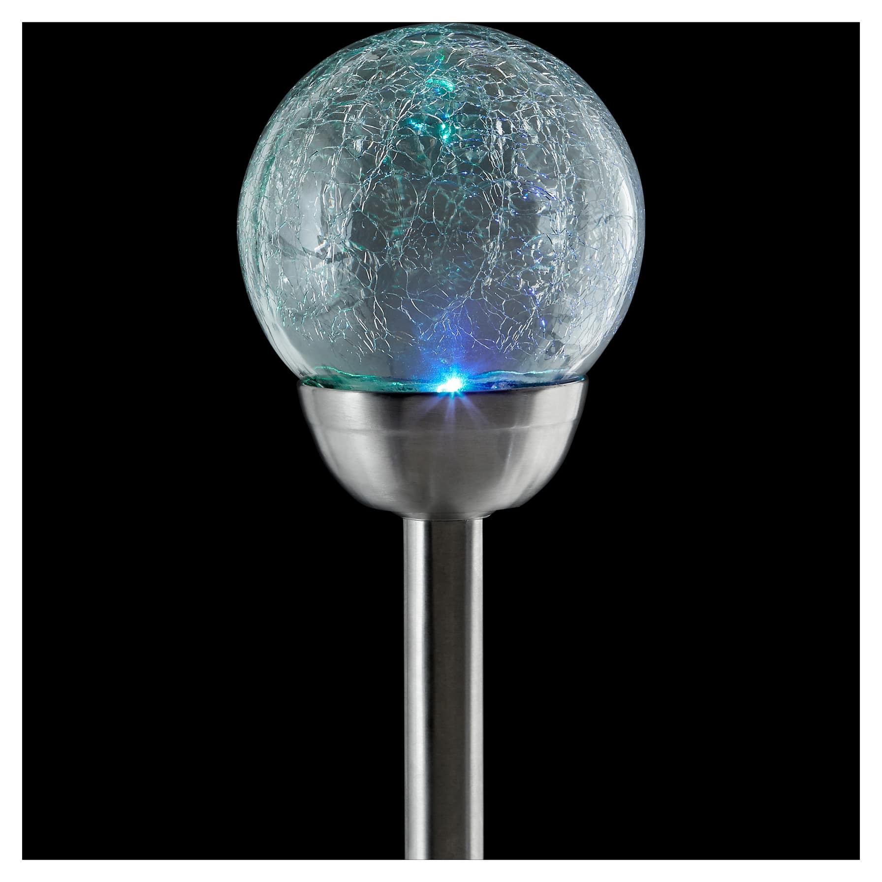 Glass & Stainless Steel Crackled Ball Solar-Powered LED Spike Light (0.01 W, Multicolor)