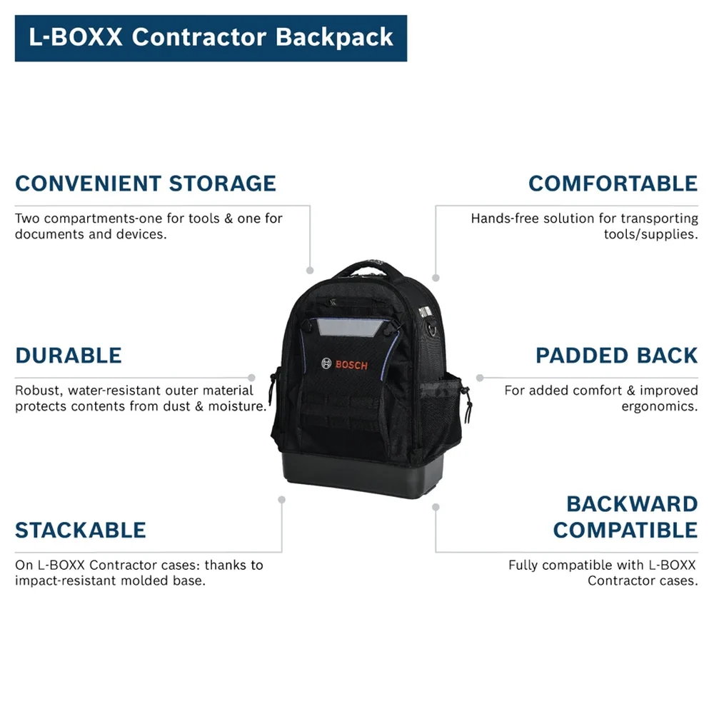 Bosch PRO L-BOXX Contractor Backpack Carrying Case System (39.1 x 21 x 50 cm)