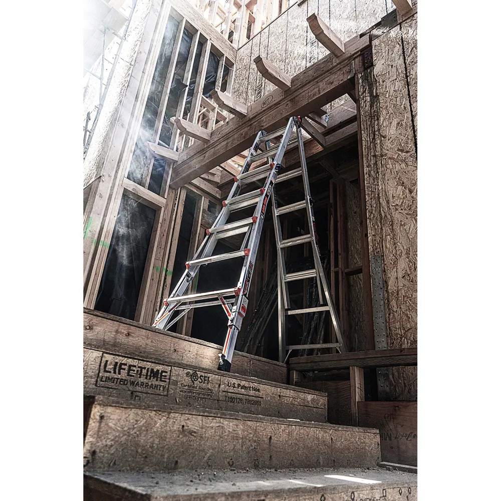 Little Giant Aluminum Multi-Position Extension Ladder W/Ratchet Leg Levelers (6.7 m)