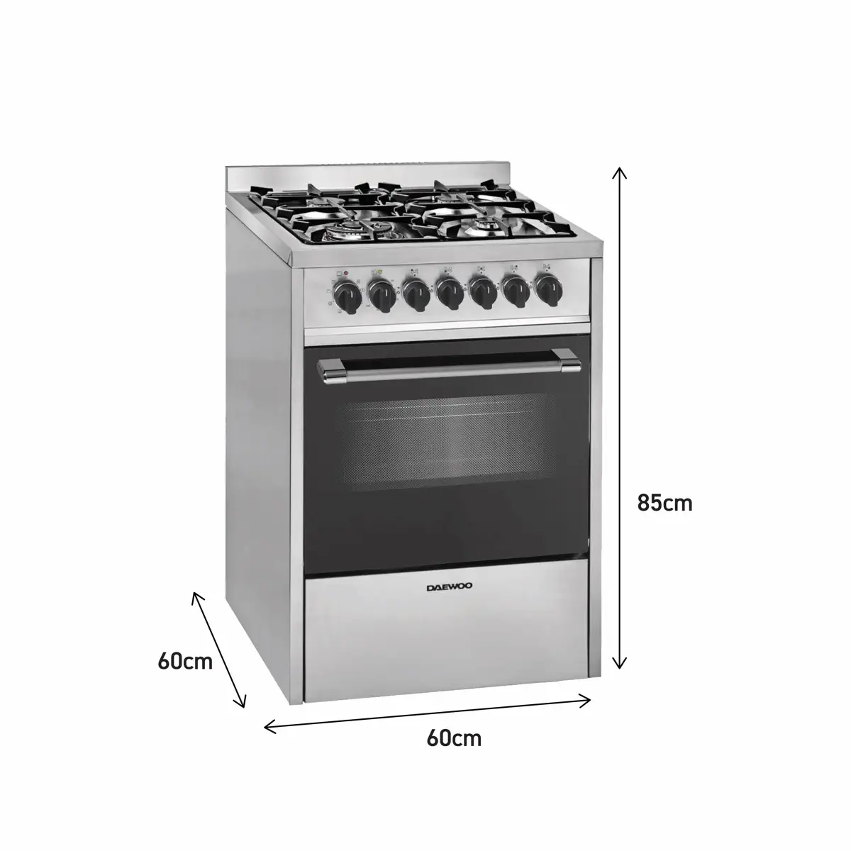 Daewoo Freestanding 4-Burner Multifunction Gas Cooker W/Electric Oven, DGE-S664HE (92 x 69.5 x 66 cm, 56 L)