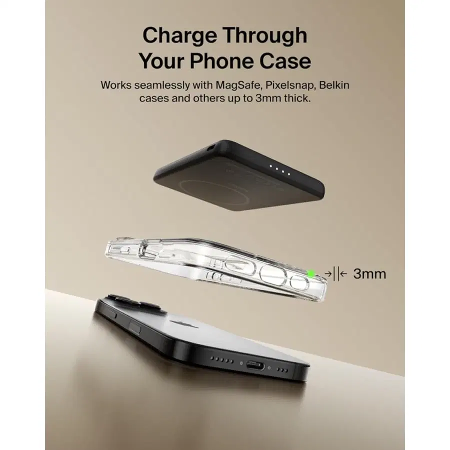 Belkin Slim Magnetic Power Bank (Black, 5.000 mAh, 7.5 W)