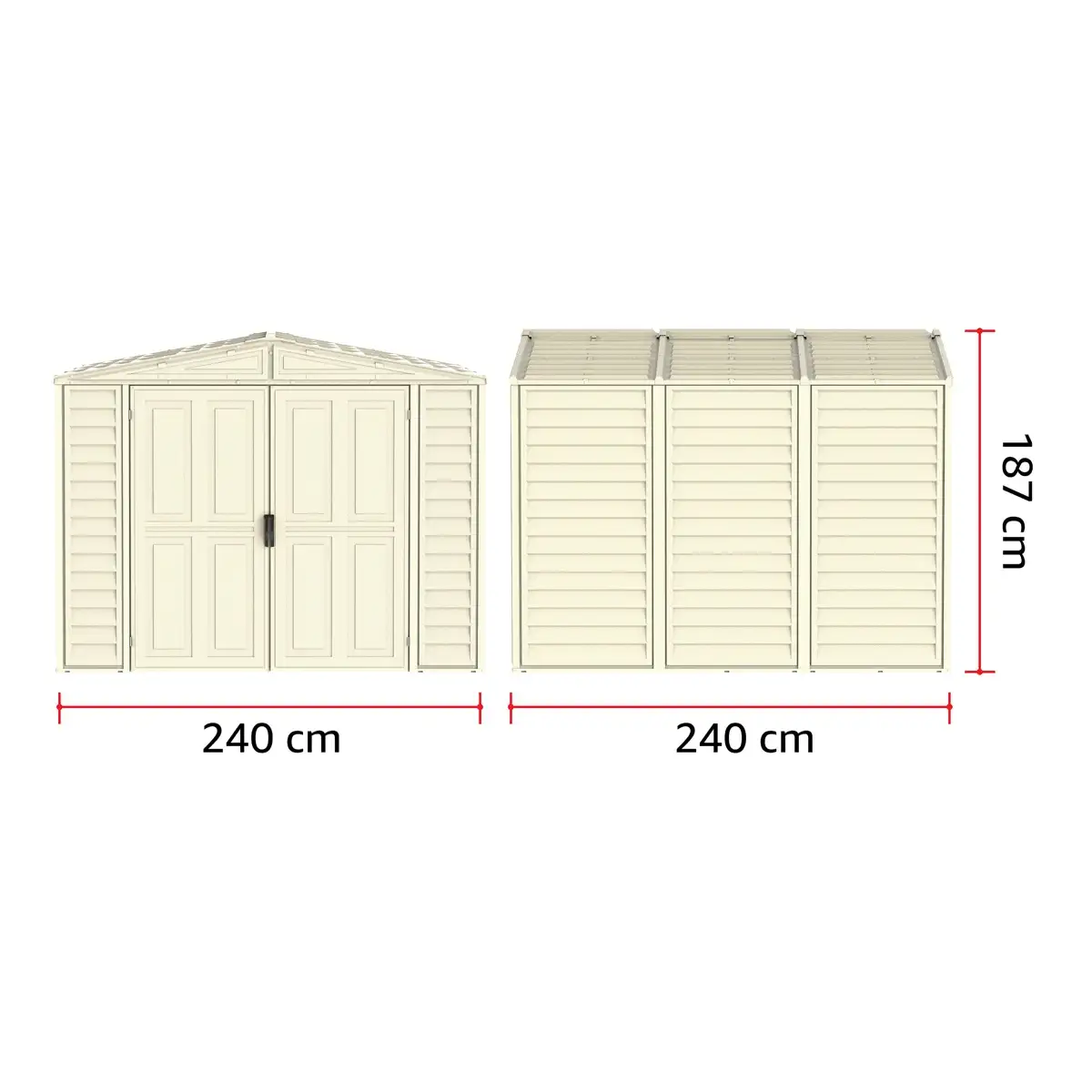 Duramax Aluminium & Vinyl Plastic Storage Shed (Ivory, 240 x 242 x 187.5 cm)