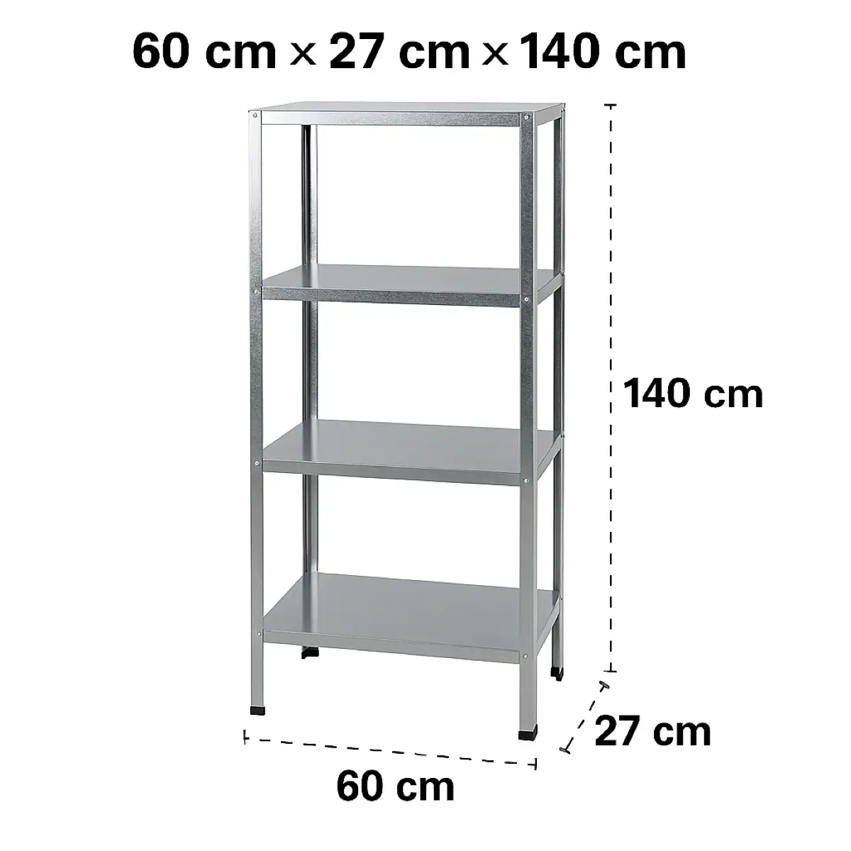 Galvanized Bolt Steel Shelf (4 Layer, 60 x 27 x 140 cm)