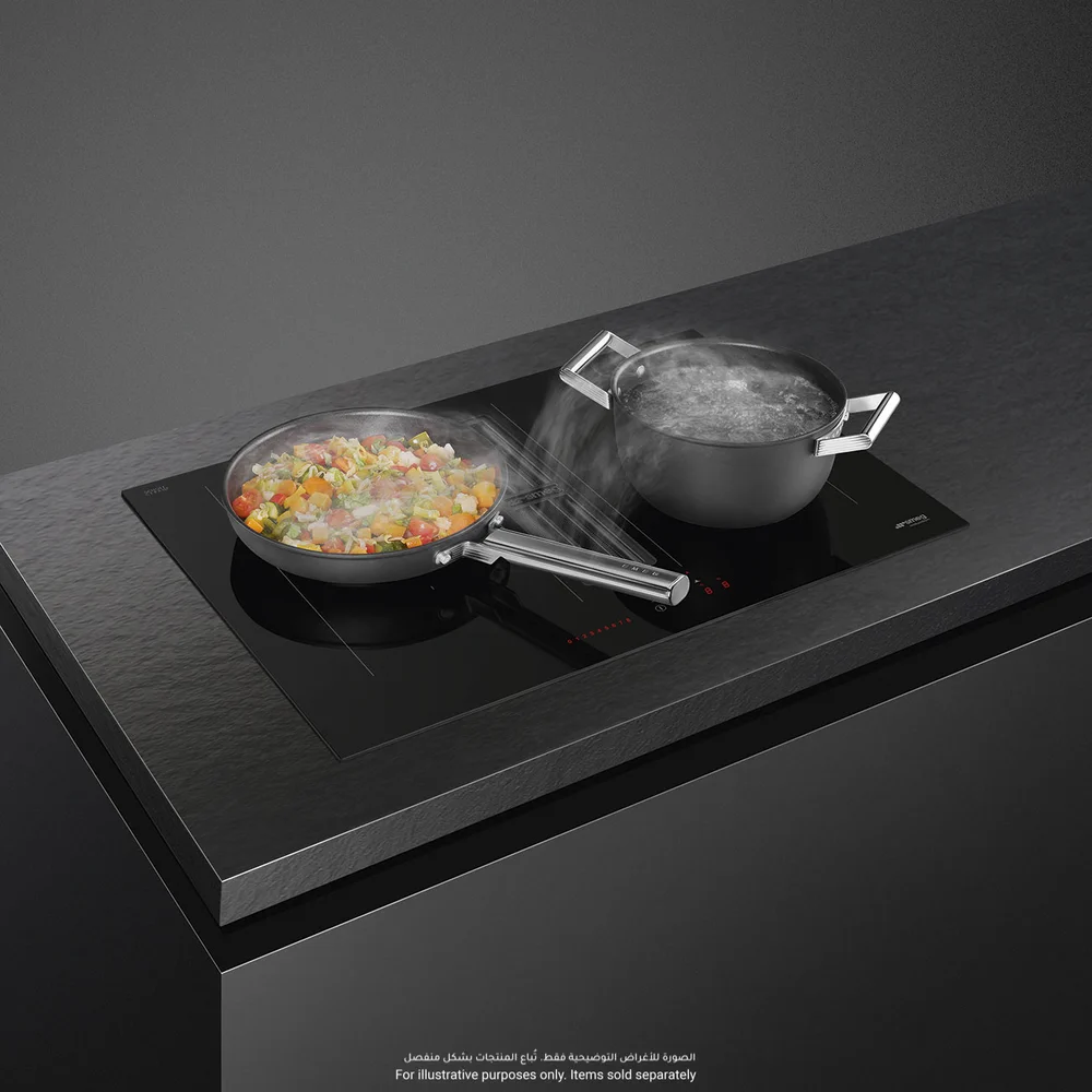 Smeg Universale Aesthetic Built-In 4-Zone Induction Hob W/Integrated Hood, HOBD472D2 (52 x 70 x 23 cm)