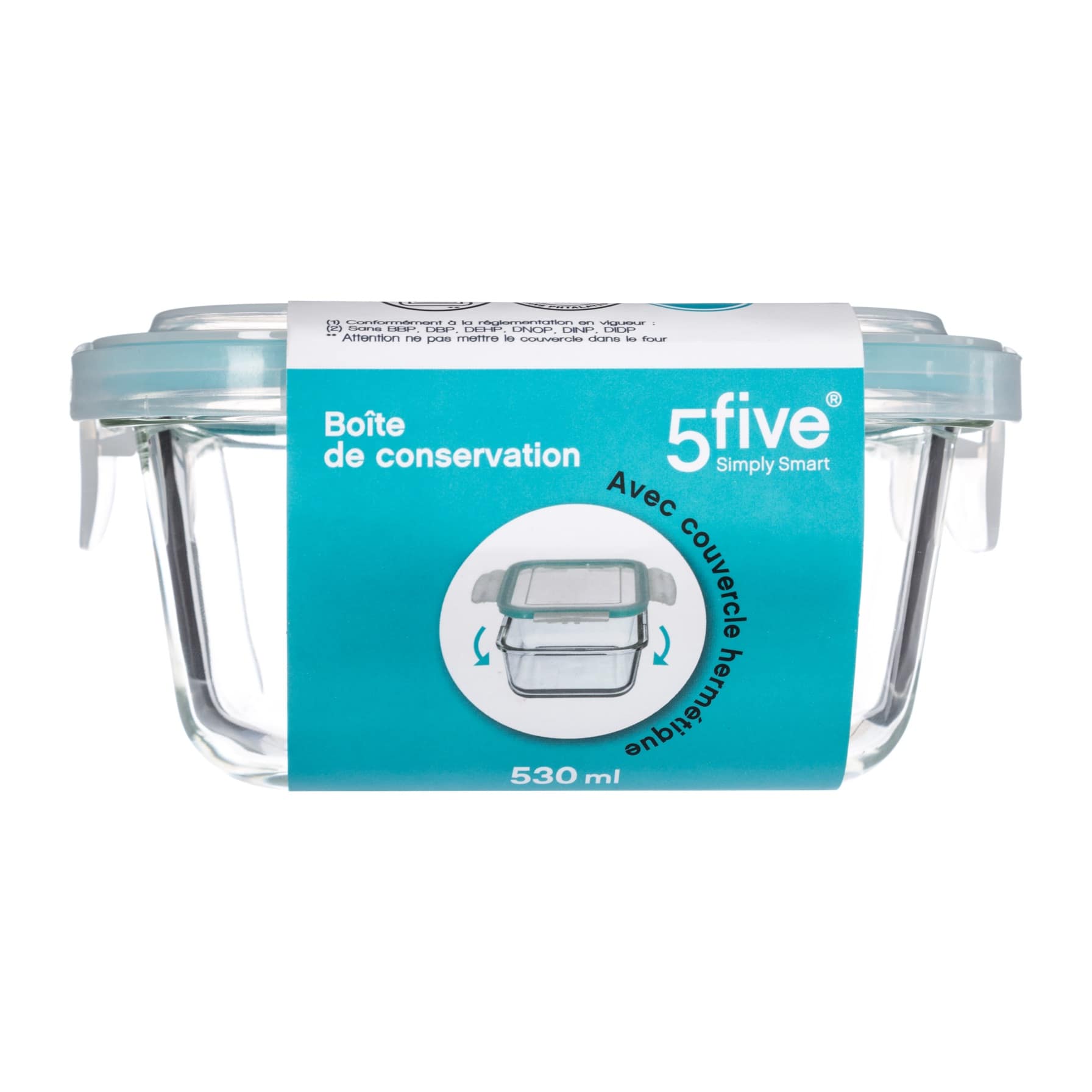 5Five Clipeat Glass Square Box (530 ml)