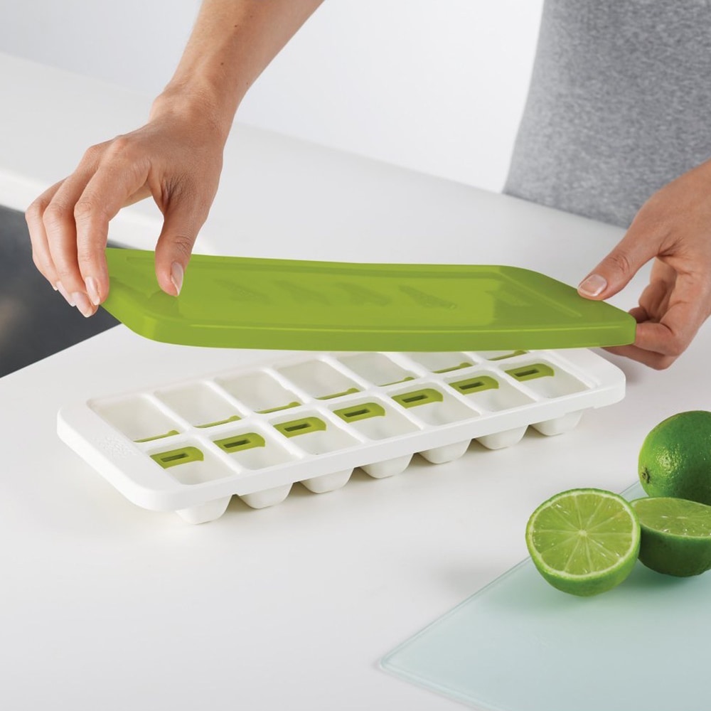 Joseph & Joseph QuickSnap Plus Ice-Cube Tray with Lid (31 x 13 x 4 cm, White & Green)
