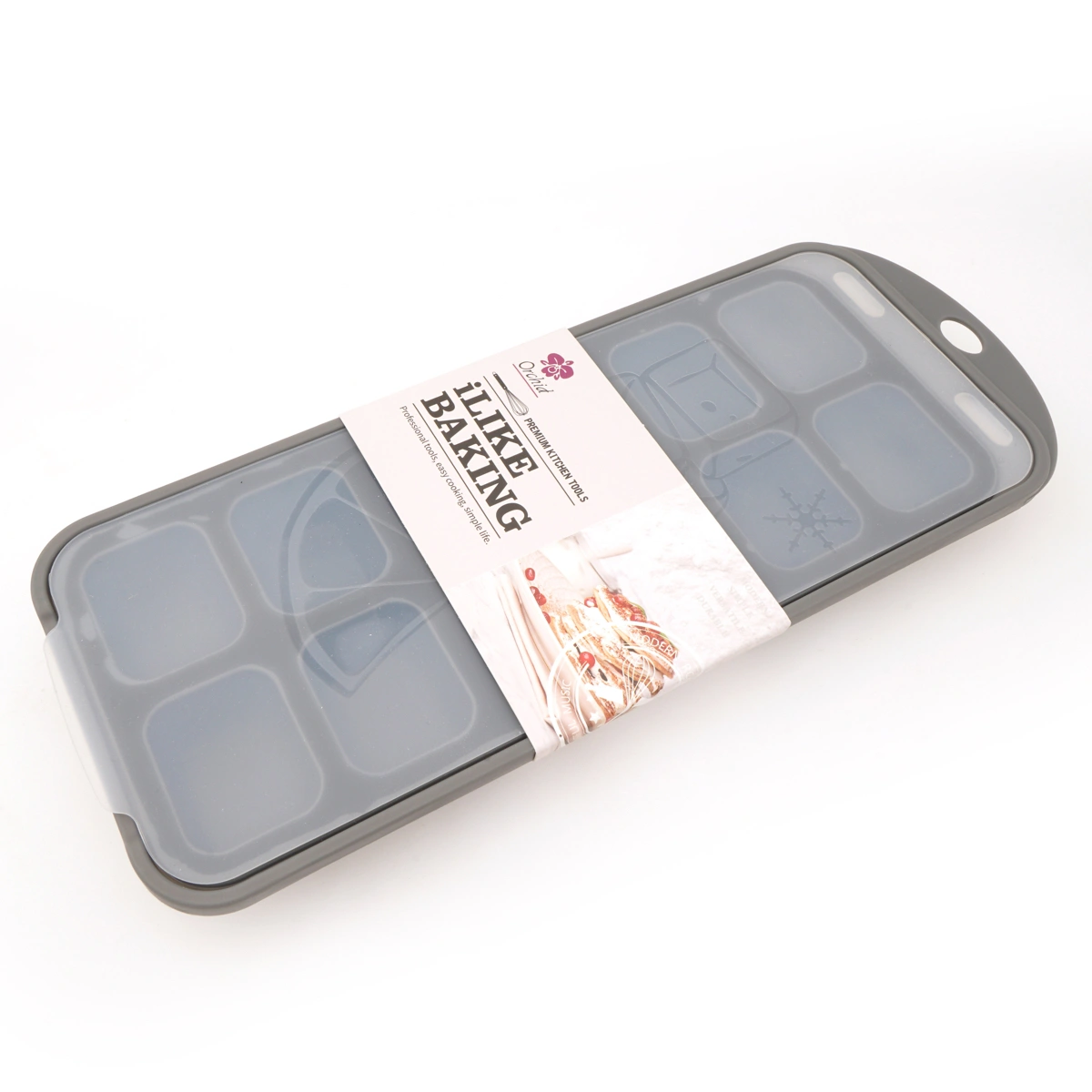 Orchid Silicone Ice Cube W/Cover (Grey, 12 Pc.)