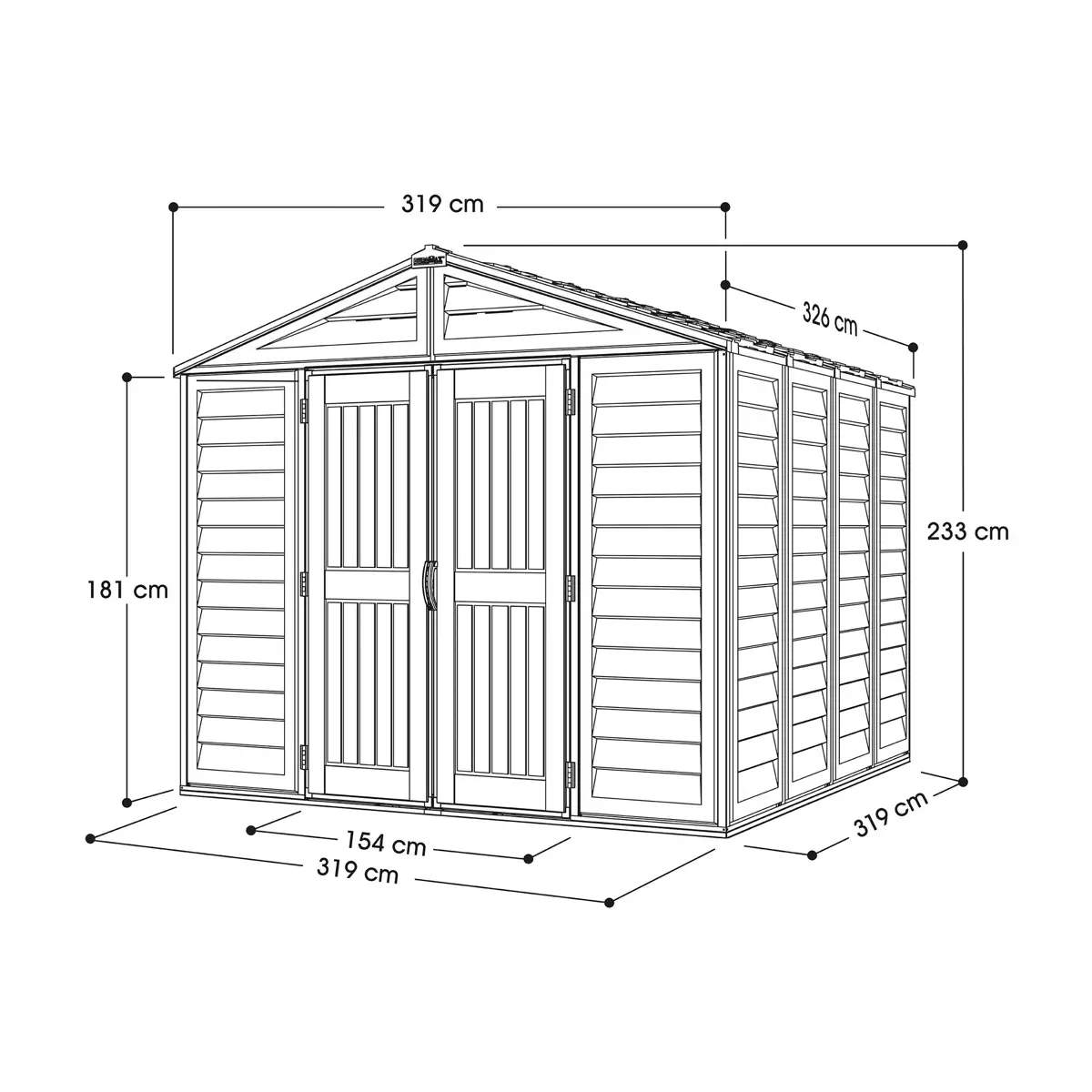 Duramax Aluminium & Vinyl Plastic Storage Shed (Ivory, 326 x 325 x 233 cm)