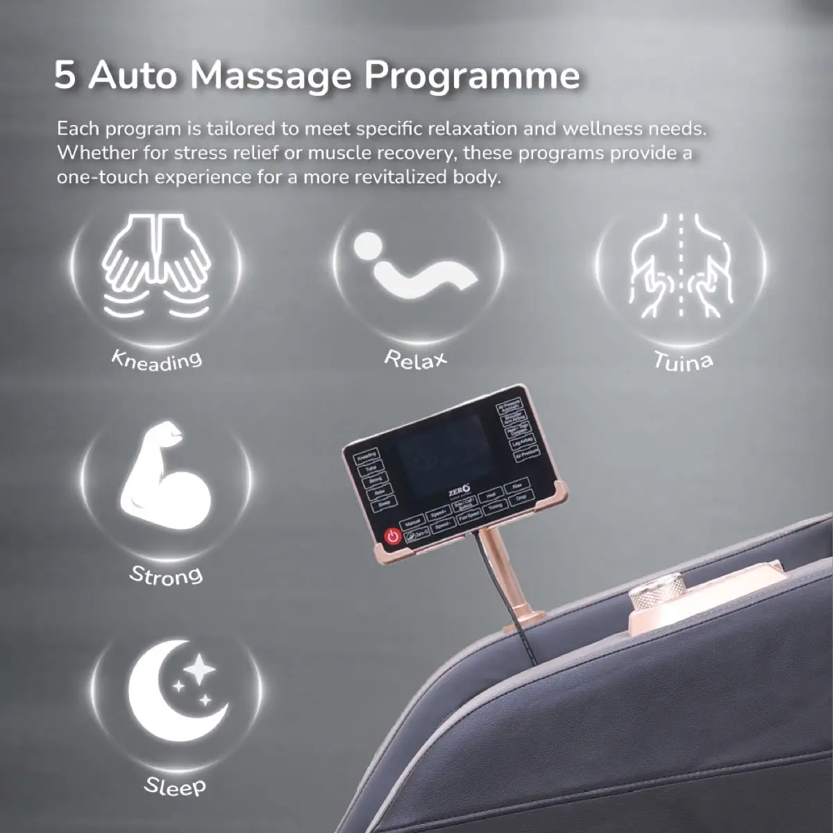 Zero Onyx Heat Therapy Full Body Massage Chair W/Bluetooth Speakers (140 x 74 x 108 cm)